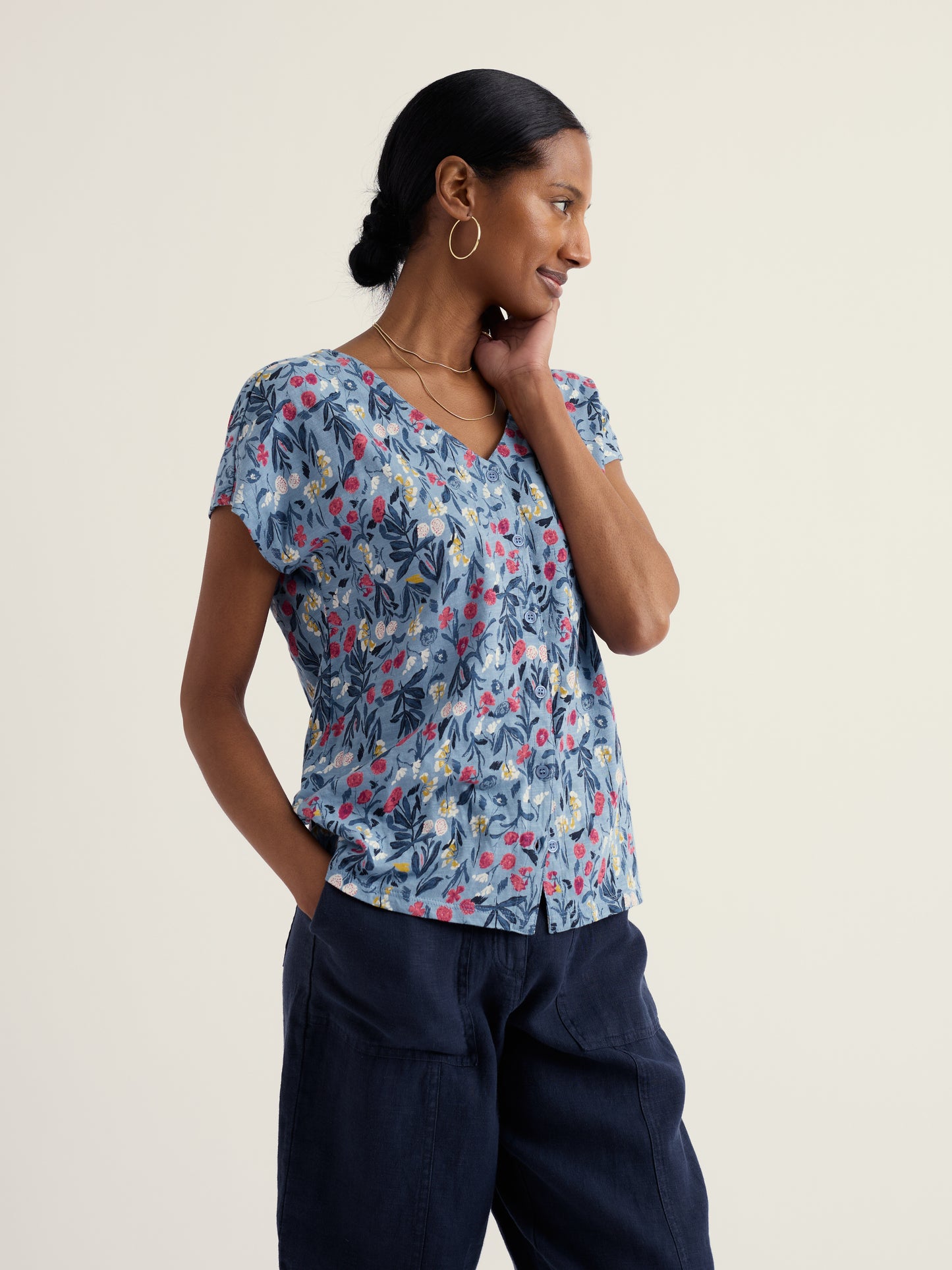 Seasalt Studio Glass V-Neck Jersey Top