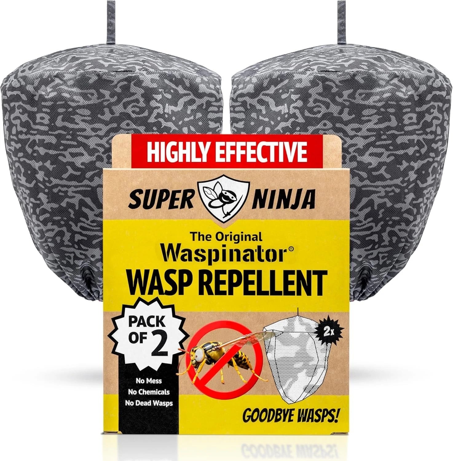 Super Ninja Waspinator Wasp Repellent Decoy Nest Deterrent Twin Pack