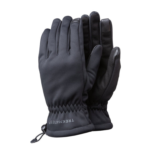Trekmates Rigg WINDSTOPPER glove in black with durable PU palm and adjustable cuff cord