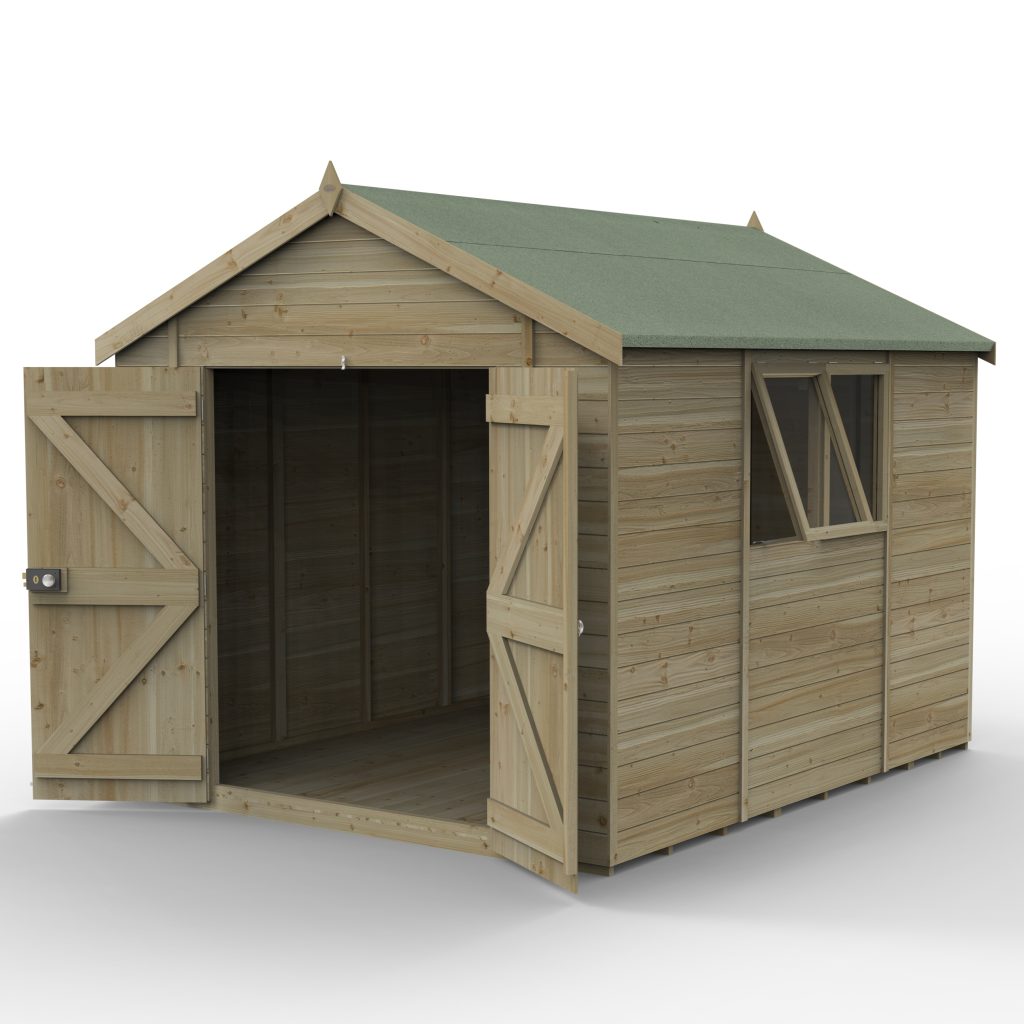 Forest Garden Timberdale 10x8 Apex Shed - Double Door