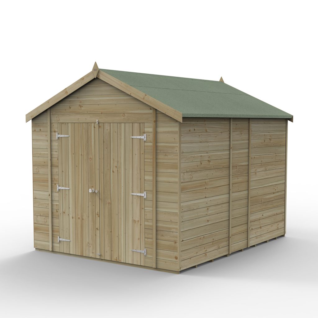 Forest Garden Timberdale 10x8 Apex Shed with No Windows and Double Door