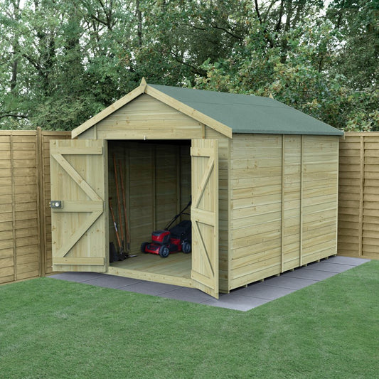 Forest Garden Timberdale 10x8 Apex Shed with No Windows and Double Door