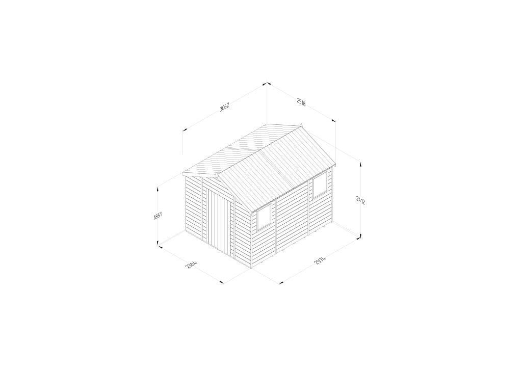 Forest Garden Timberdale 10x8 Apex Shed - Four Windows