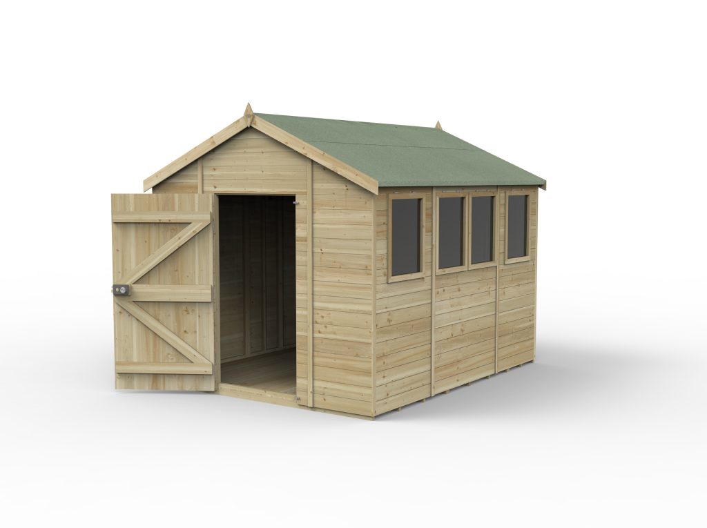 Forest Garden Timberdale 10x8 Apex Shed - Four Windows