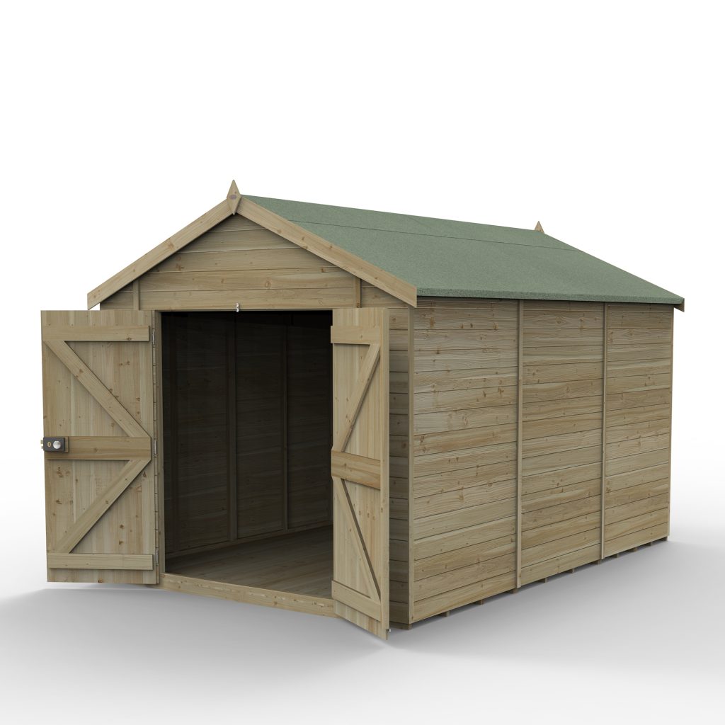 Forest Garden Timberdale 12x8 Apex Shed with No Windows and Double Door