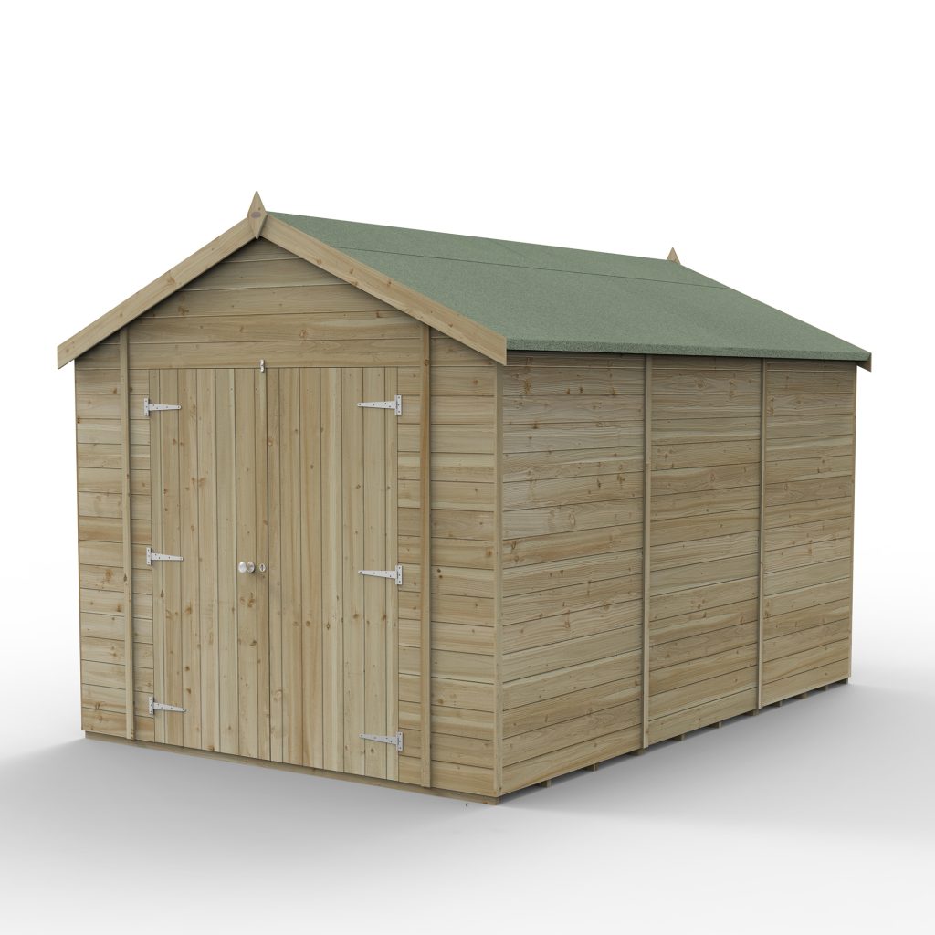 Forest Garden Timberdale 12x8 Apex Shed with No Windows and Double Door