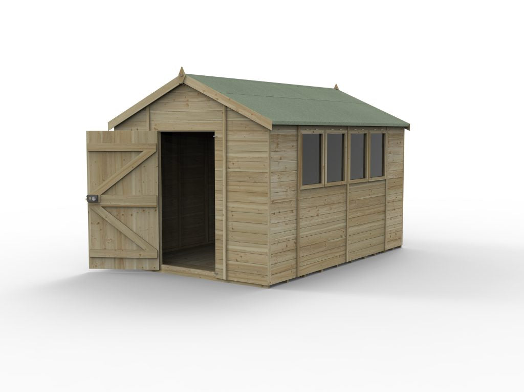 Forest Garden Timberdale 12x8 Apex Shed - Four Windows