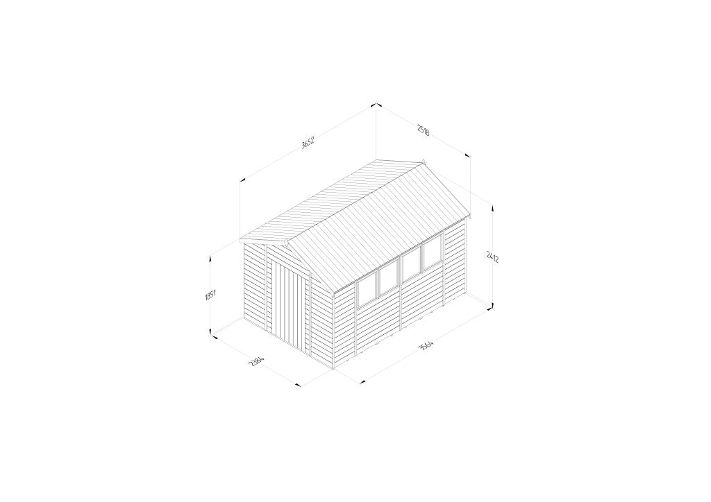 Forest Garden Timberdale 12x8 Apex Shed - Four Windows