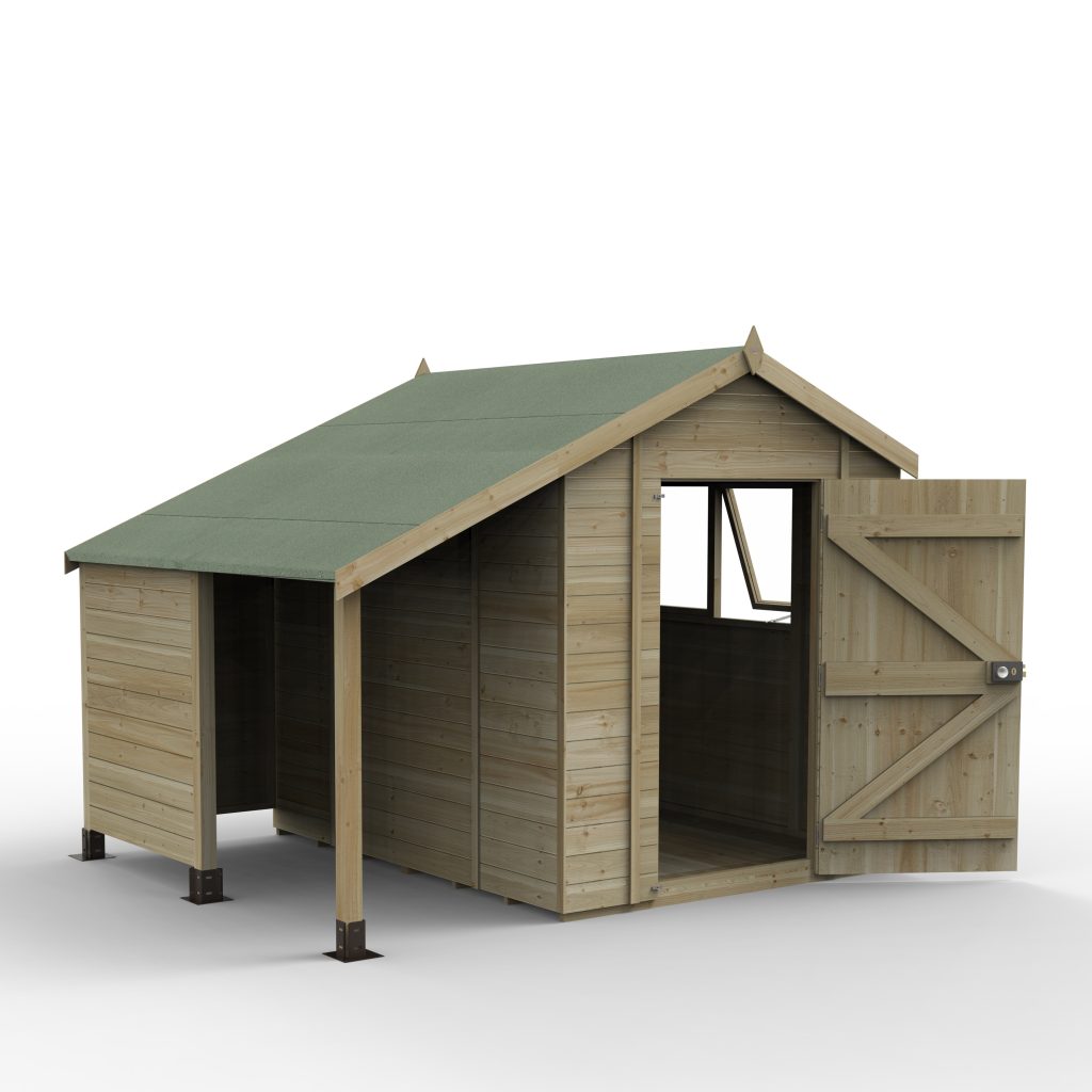 Forest Garden Timberdale 6x8 Apex Shed with Log Store