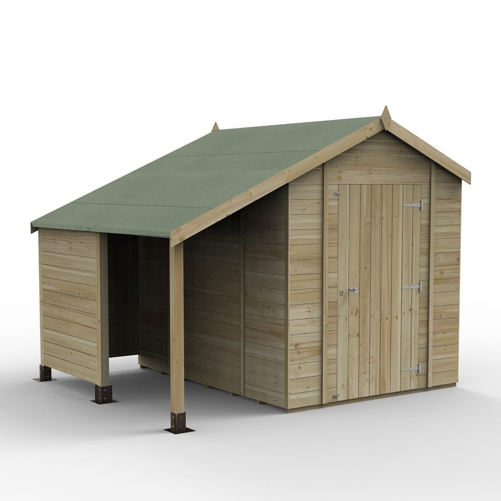 Forest Garden Timberdale 6x8 Apex Shed with Log Store