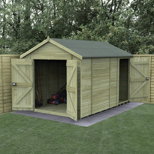 Forest Garden Timberdale 12x8 Apex Shed with No Windows, Double Doors - Combo
