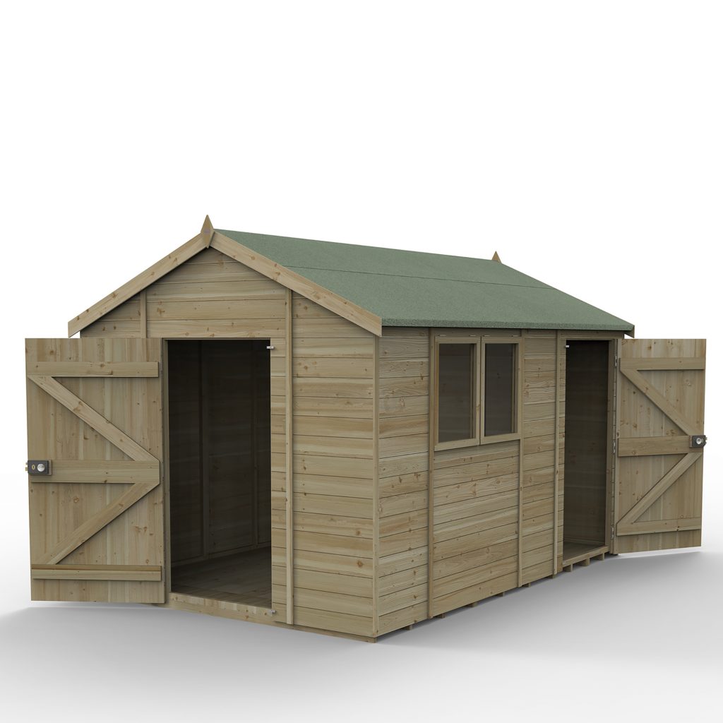Forest Garden Timberdale 12×8 Reverse Apex Shed - Combo