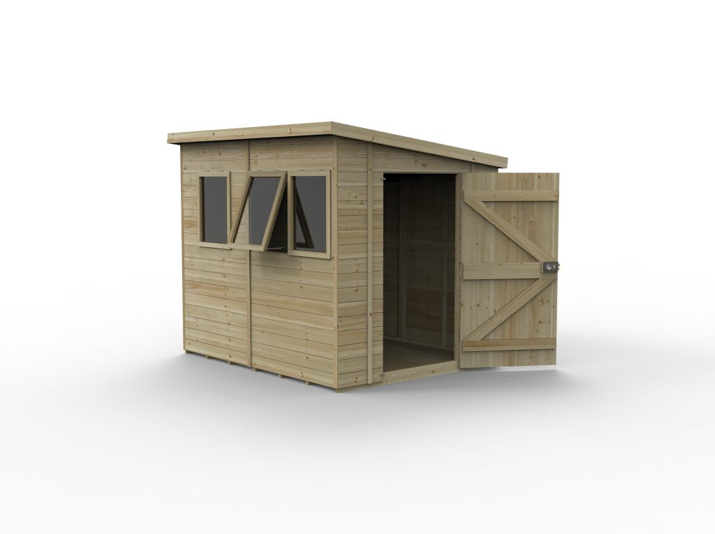 Forest Garden Timberdale 8x6 Pent Shed - Three Windows