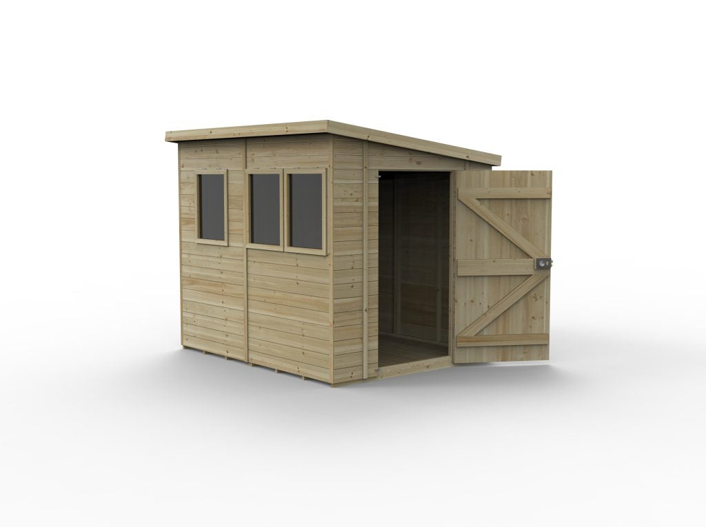 Forest Garden Timberdale 8x6 Pent Shed - Three Windows