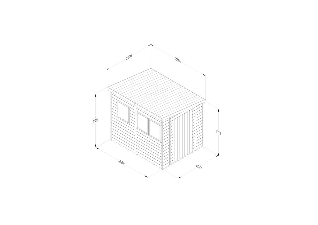 Forest Garden Timberdale 8x6 Pent Shed - Three Windows