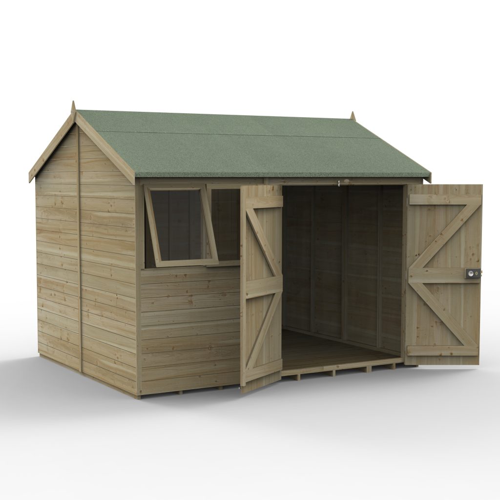 Forest Garden Timberdale 10x8 Reverse Apex Shed - Double Door