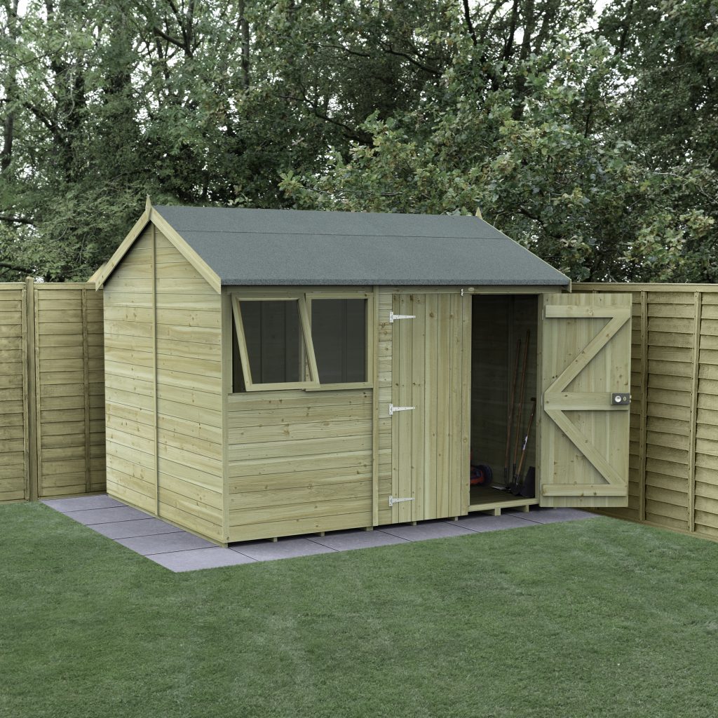 Forest Garden Timberdale 10x8 Reverse Apex Shed - Double Door