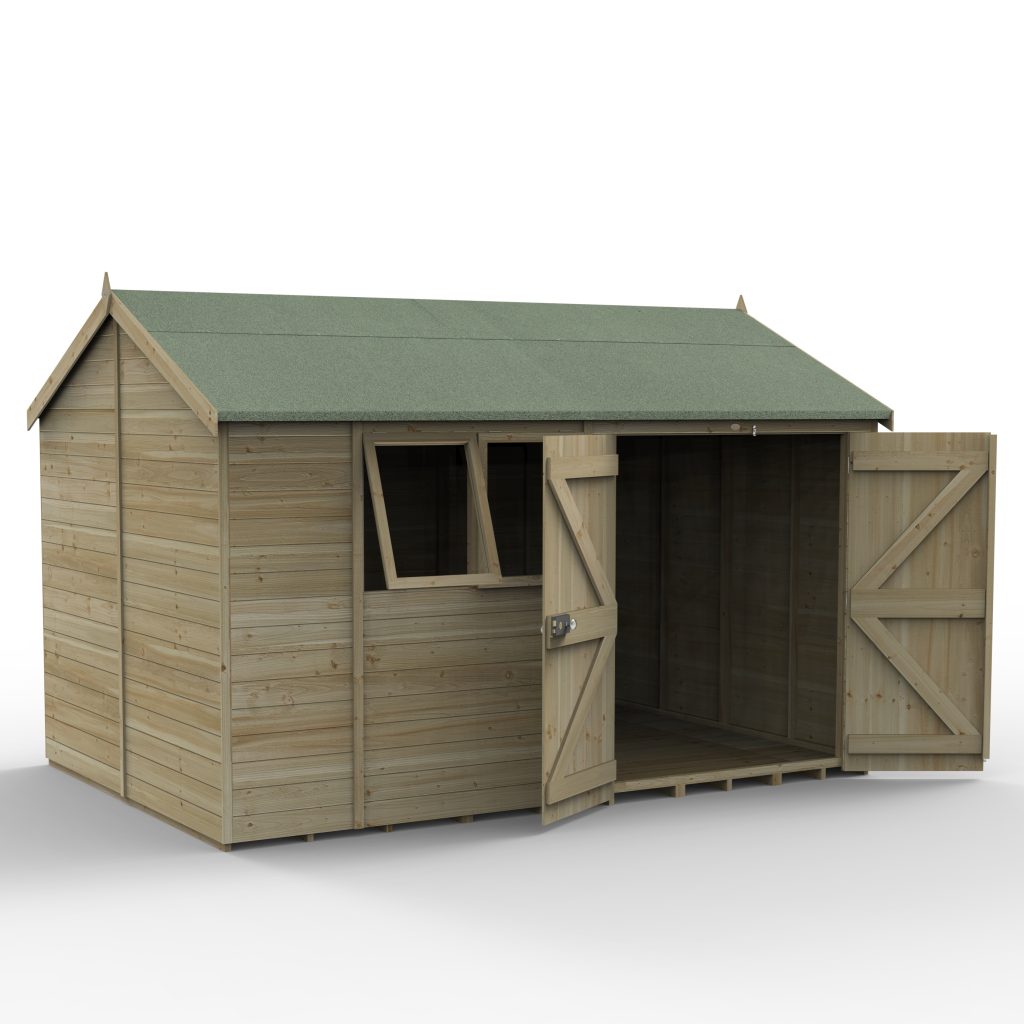 Forest Garden Timberdale 12x8 Reverse Apex Shed - Double Door