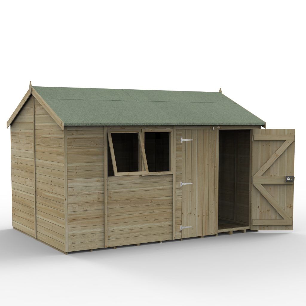 Forest Garden Timberdale 12x8 Reverse Apex Shed - Double Door