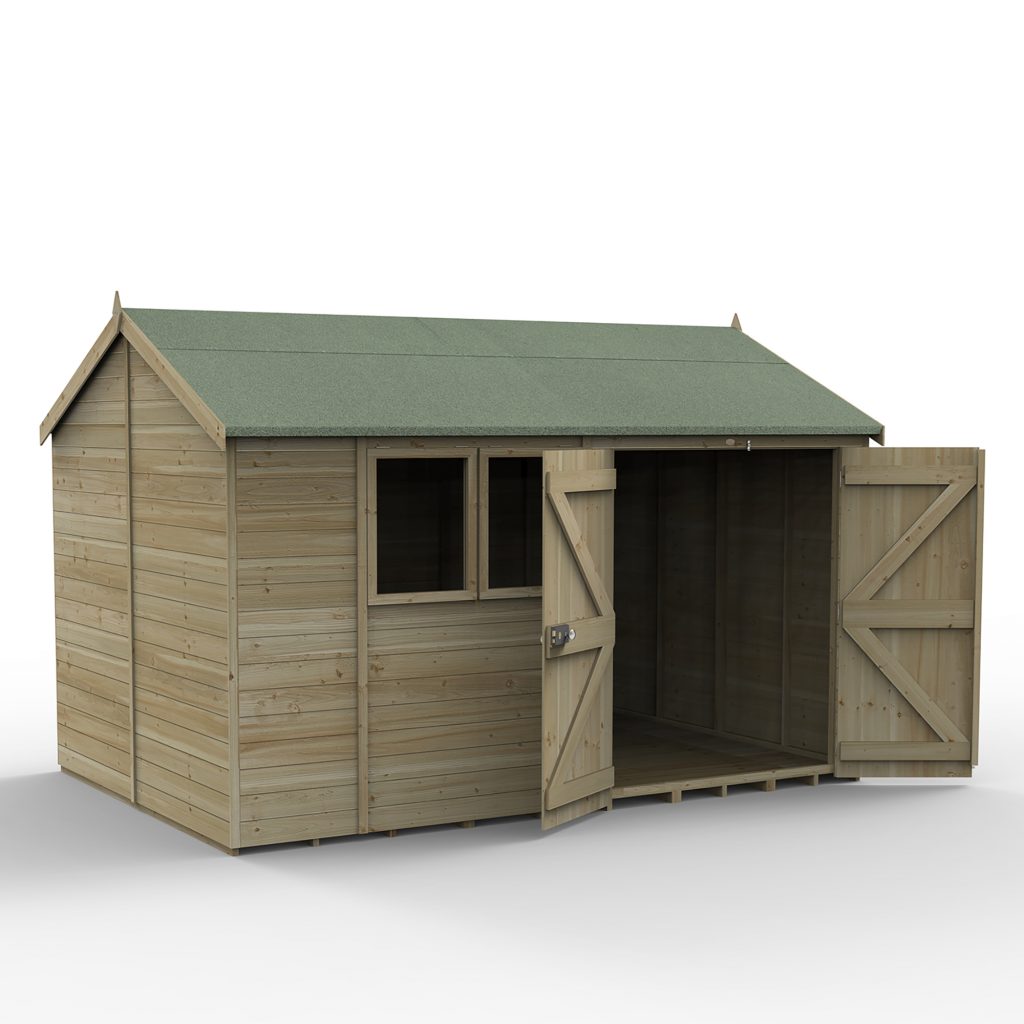 Forest Garden Timberdale 12x8 Reverse Apex Shed - Double Door