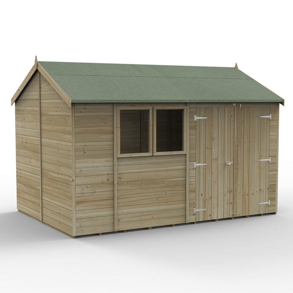 Forest Garden Timberdale 12x8 Reverse Apex Shed - Double Door