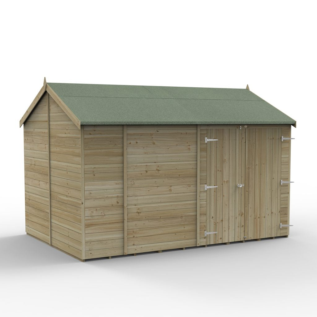Forest Garden Timberdale 12x8 Reverse Apex Shed No Window - Double Door