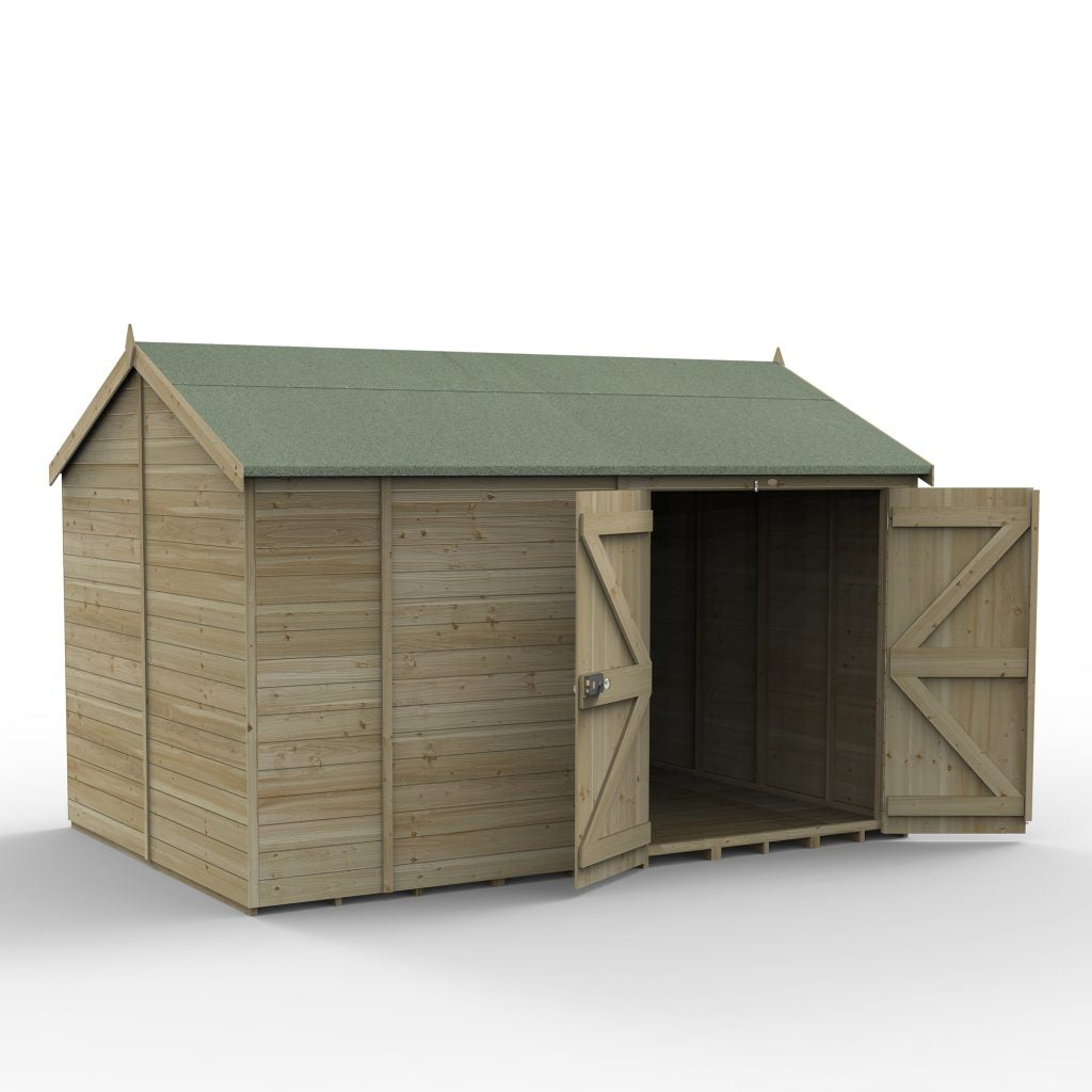 Forest Garden Timberdale 12x8 Reverse Apex Shed No Window - Double Door