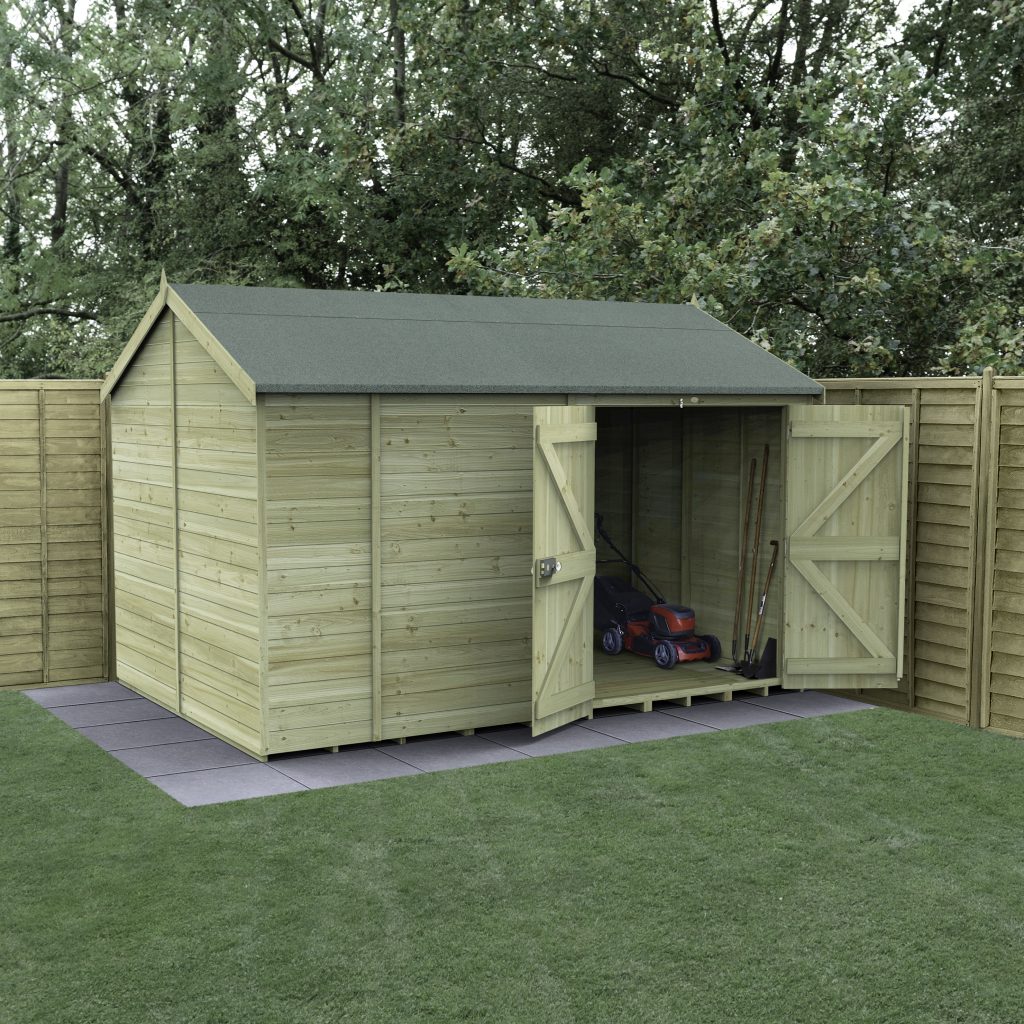 Forest Garden Timberdale 12x8 Reverse Apex Shed No Window - Double Door
