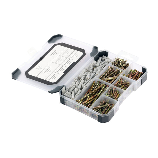 Mixed screw Tray, Plugs and drill set 25-80mm