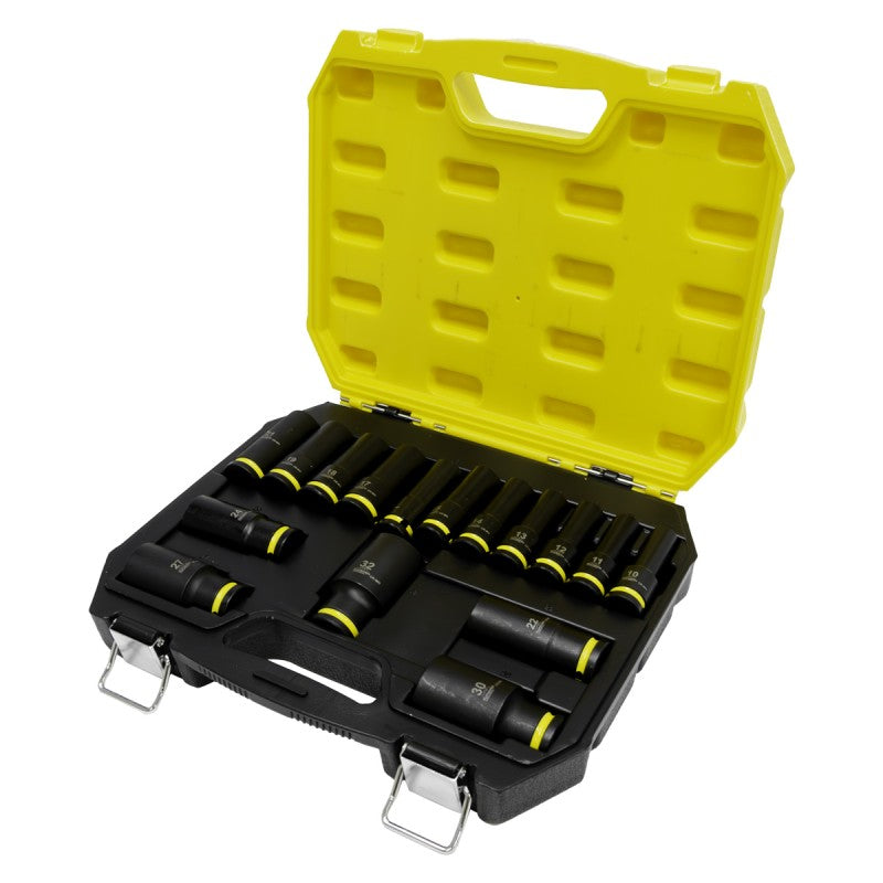Jefferson Tundra 16 piece 1/2 inch drive metric impact socket set in heavy duty case