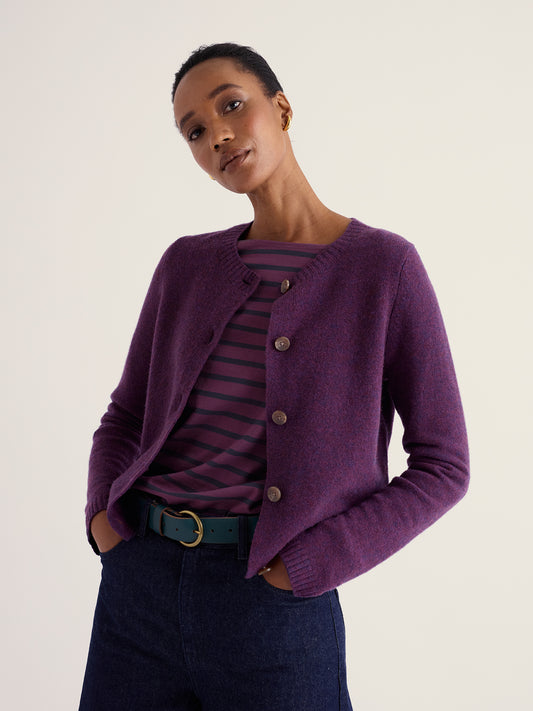 Seasalt Womens Tern Tide Merino Wool Blend Cardigan with button fastening and ribbed crew neck