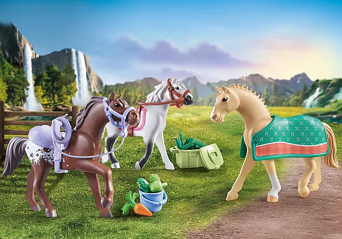 Playmobil Horses of Waterfall - Three Horses with Saddle