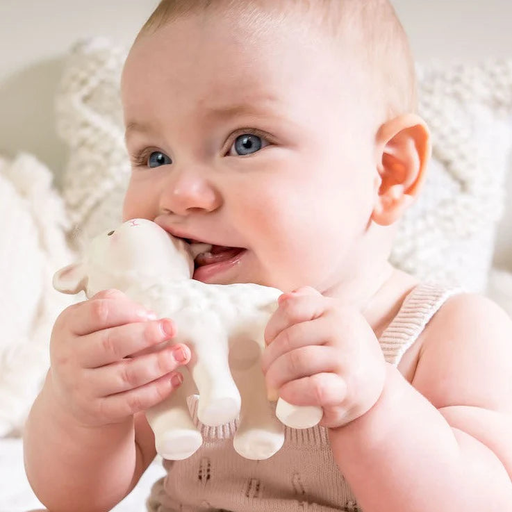 Tikiri Sheep Natural Rubber Rattle & Bath Toy
