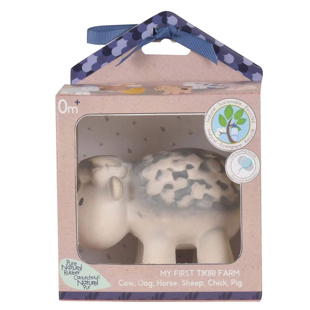 Tikiri Sheep Natural Rubber Rattle & Bath Toy
