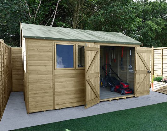 Forest Garden Timberdale 12x8 Reverse Apex Shed - Double Door