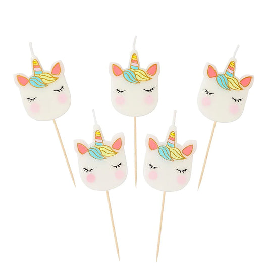 Talking Tables We Heart Unicorns Cake Candles 5-Pack