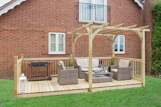 Forest Garden Ultima Pergola and Decking Kit 4.8m With 4 X Balustrade 3 X Posts