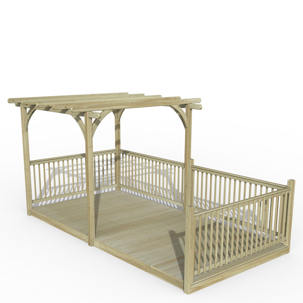 Forest Garden Ultima Pergola and Decking Kit 4.8m With 4 X Balustrade 3 X Posts