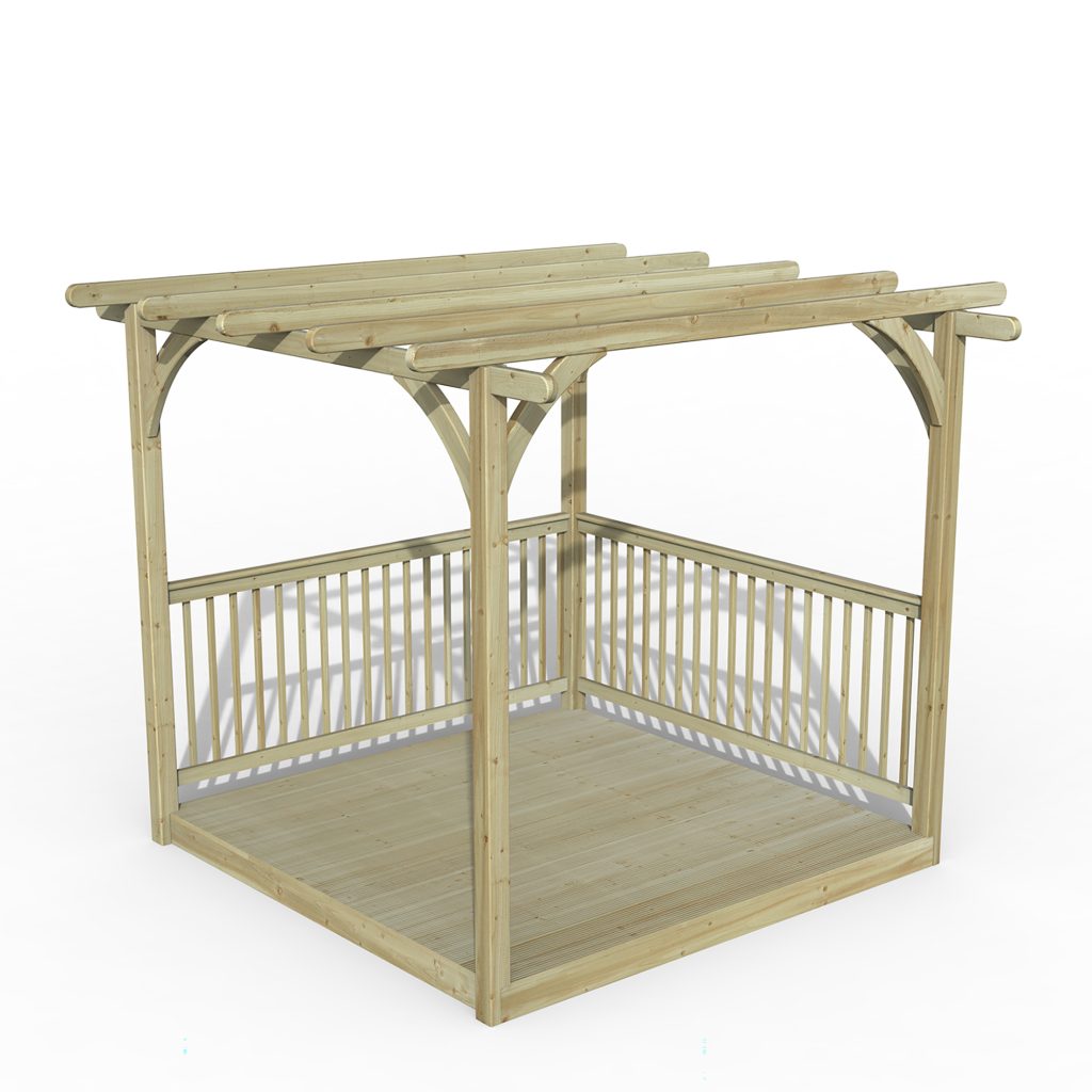 Forest Garden Ultima Pergola and Decking Kit 2.4 X 2.4m With 2 X Balustrade
