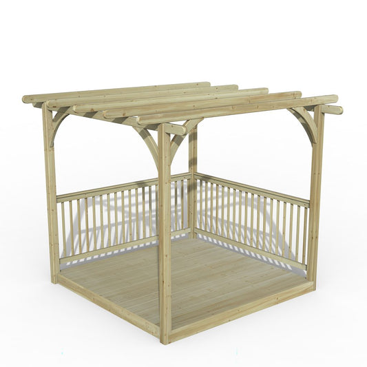 Forest Garden Ultima Pergola and Decking Kit 2.4 X 2.4m With 2 X Balustrade