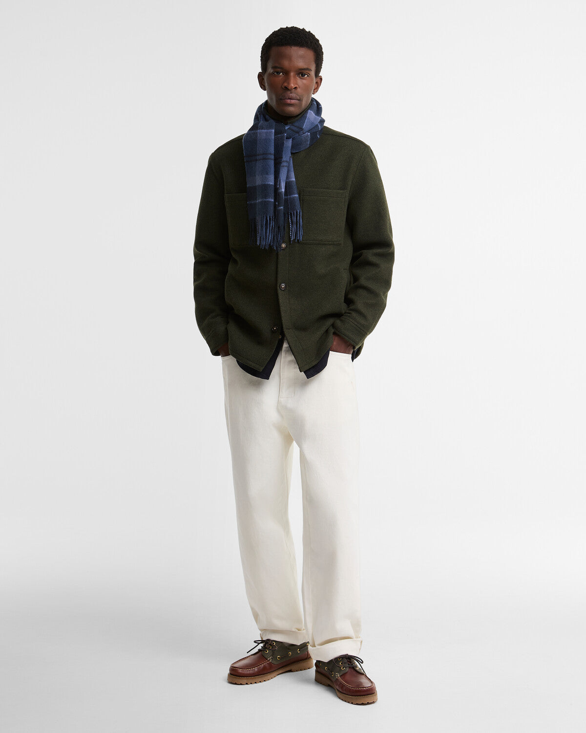 Barbour Mineral Tartan Wool-Cashmere Scarf