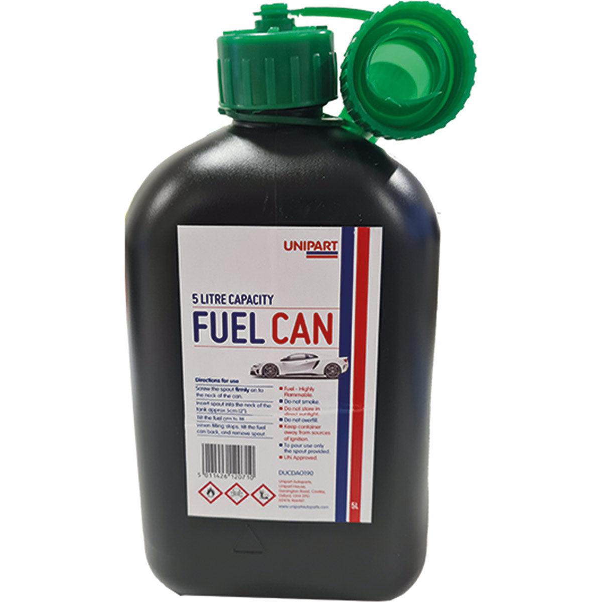 Unipart Black Diesel Fuel Can with Auto-Stop Spout 5L