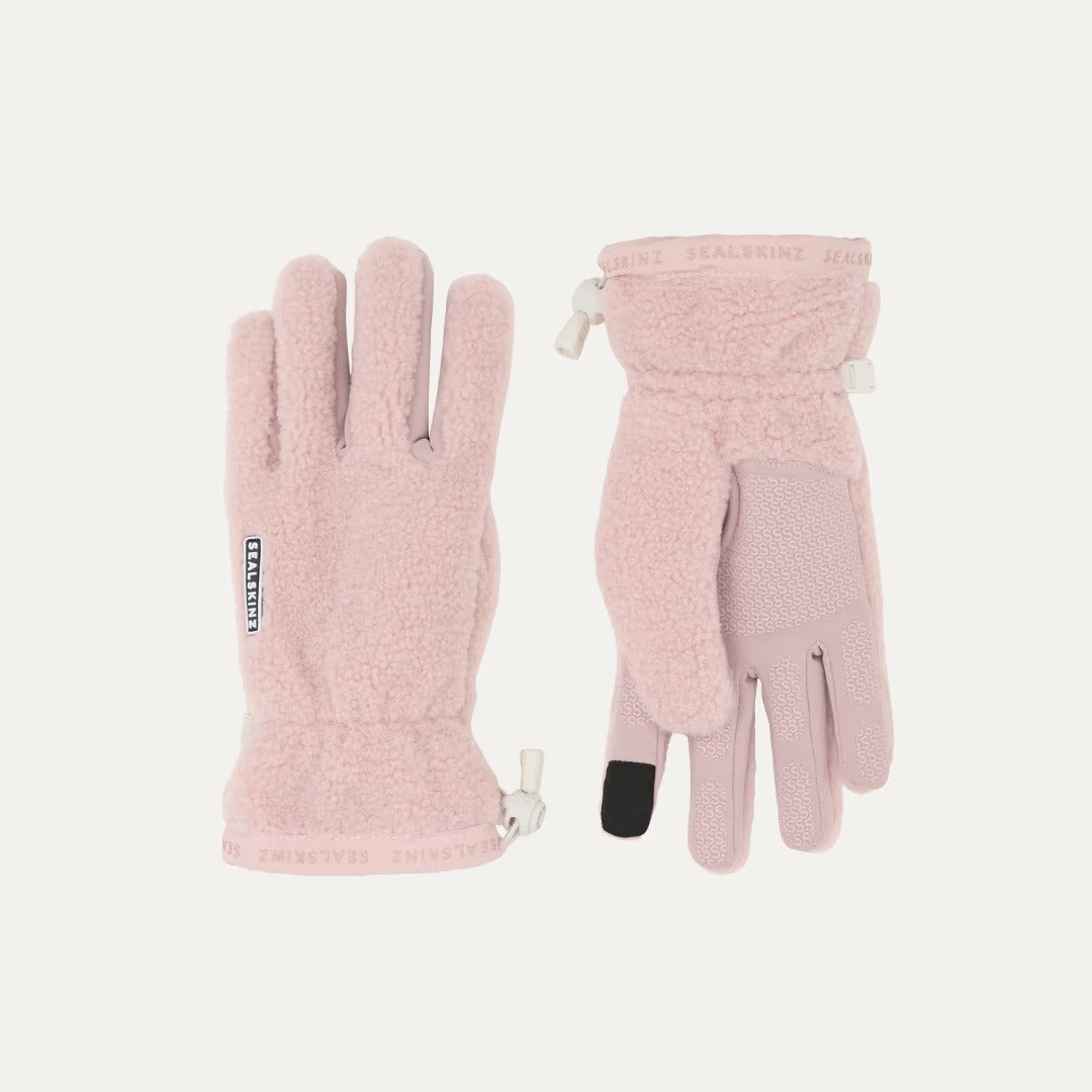 Sealskinz Hoveton Women's Waterproof Sherpa Fleece Glove in black with S-printed palm grip