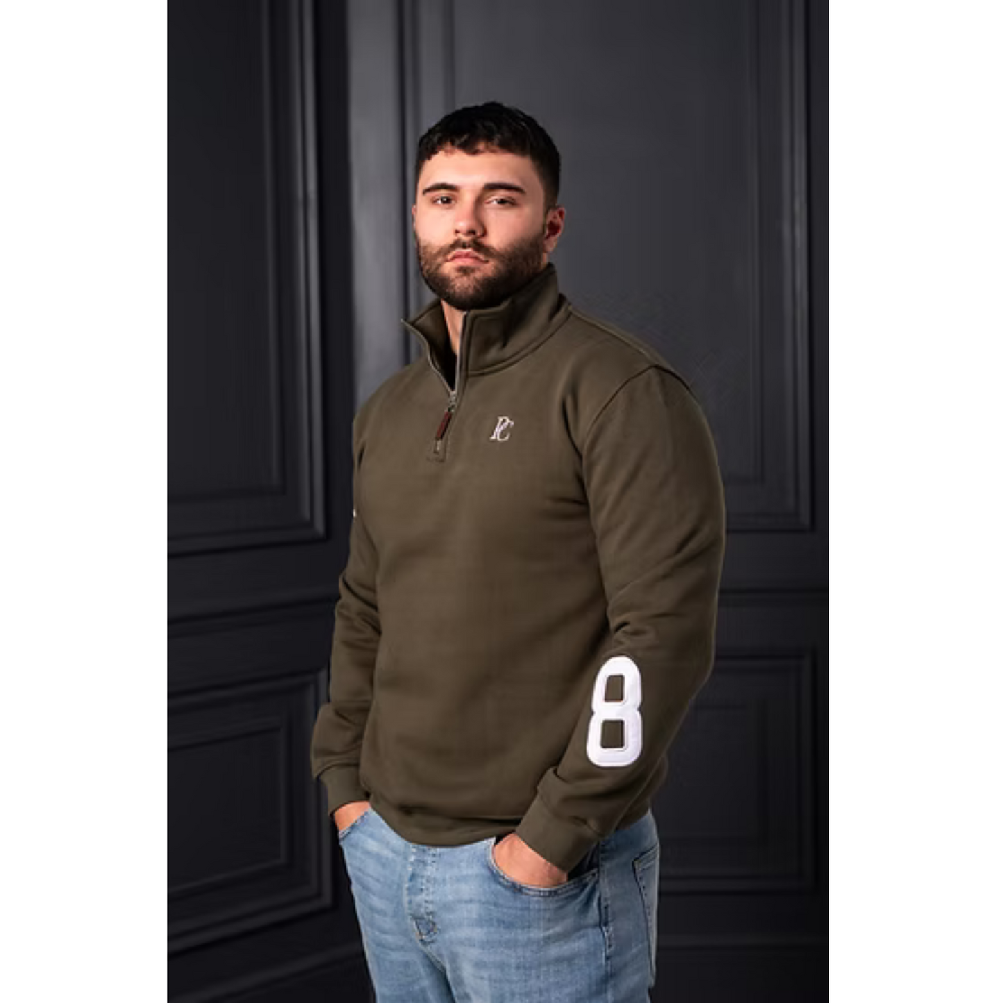 P.O.S.H. Country Unisex Tidal Monogram Quarter Zip Sweatshirt