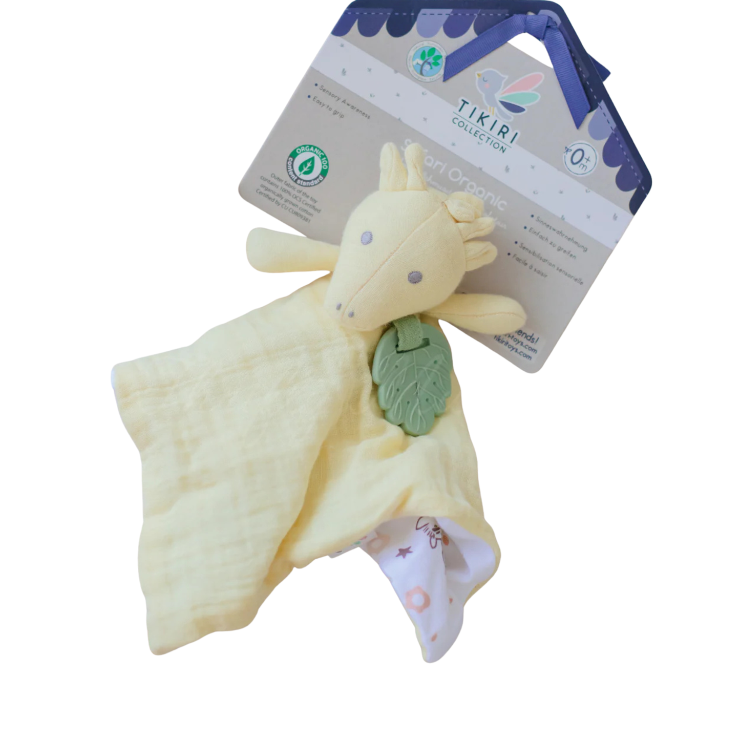 Tikiri Giraffe Organic Comforter with Rubber Teether