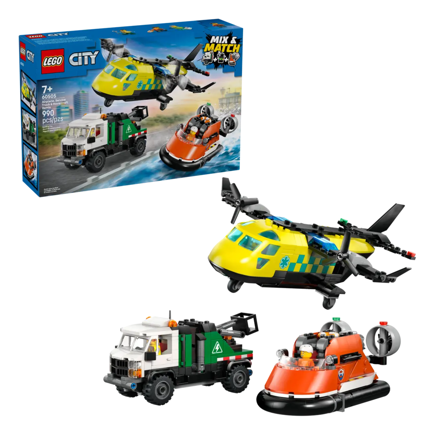 Lego City Airplane, Service Truck & Hovercraft Remix 60505