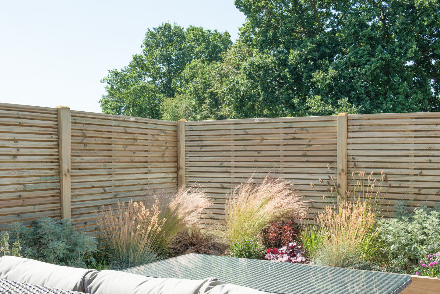 Forest Garden Pressure Treated Contemporary Double Slatted Fence Panel
