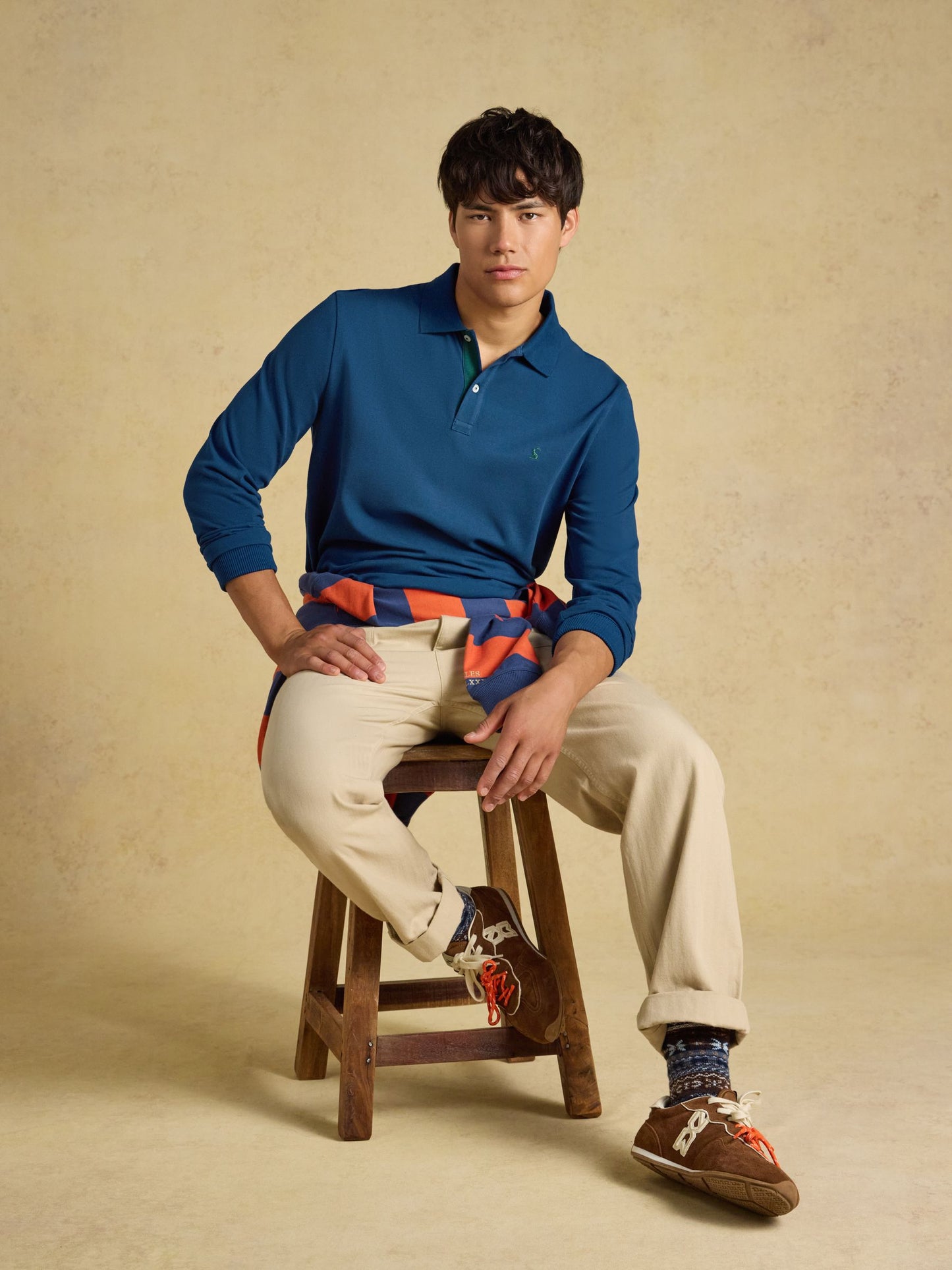 Joules Long Sleeve Cotton Pique Polo Shirt