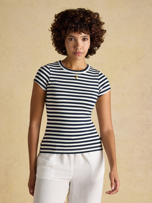 Joules Sophie Short Sleeve Ribbed Fitted T-Shirt