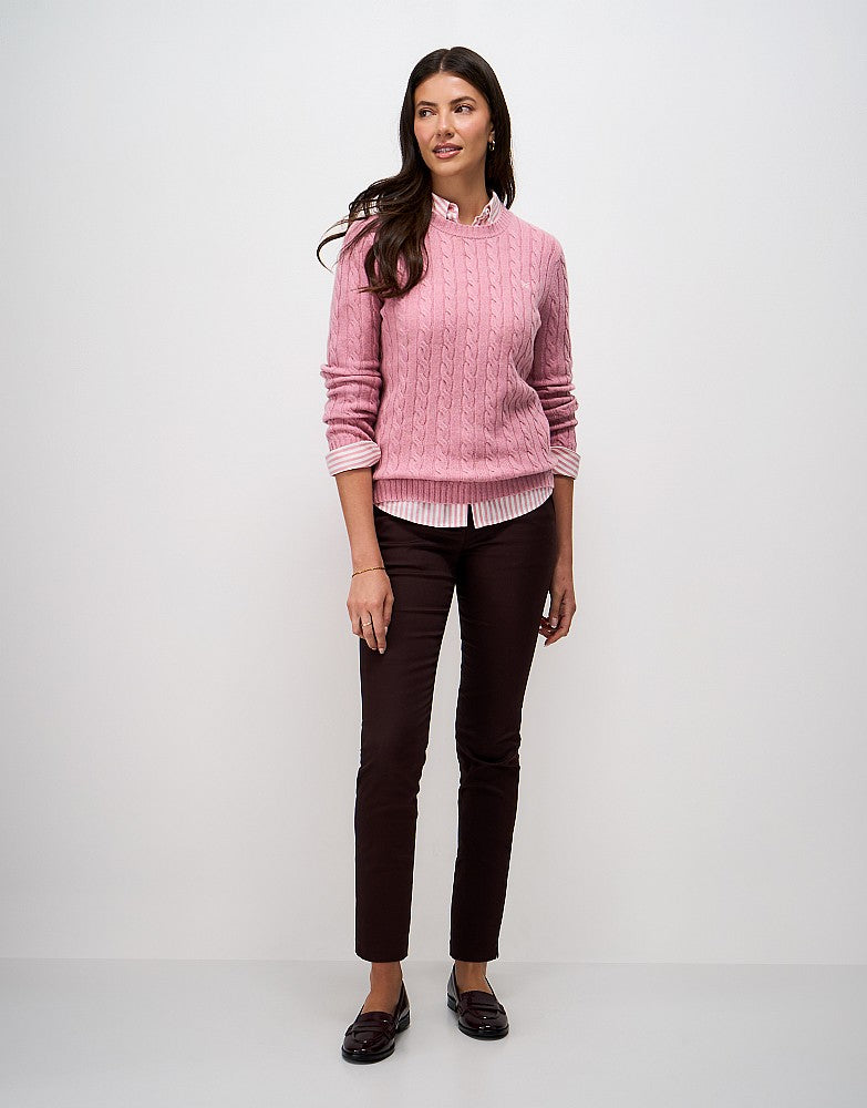 Crew Clothing Merino Blend Cable Knit Crew Neck Jumper